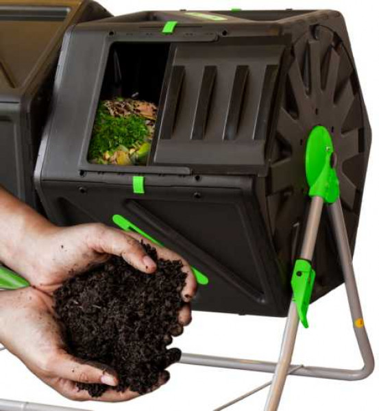 um den Kompost schnell zu Machen entwickelt CRZJ Trommelkomposter mit 2 doppelt rotierenden Tumblern